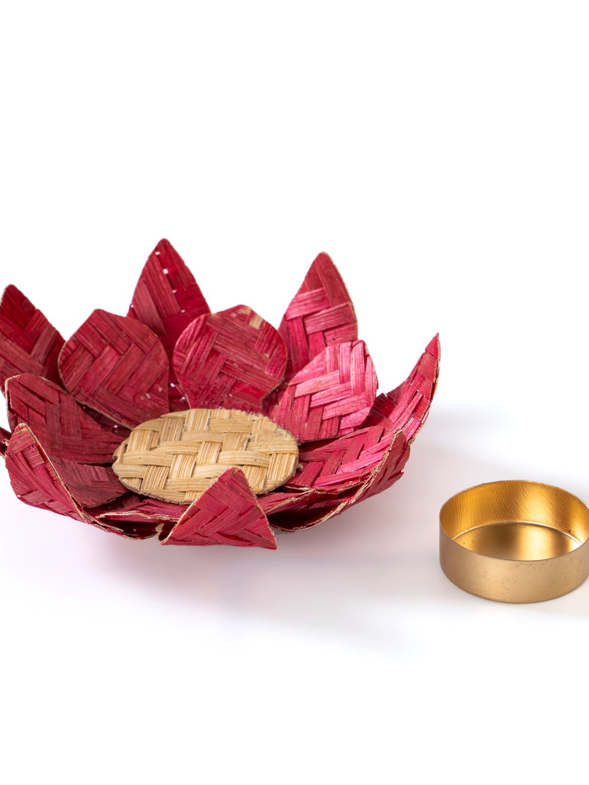 Lotus Handcrafted Bamboo Tealight Holder- Set of 2