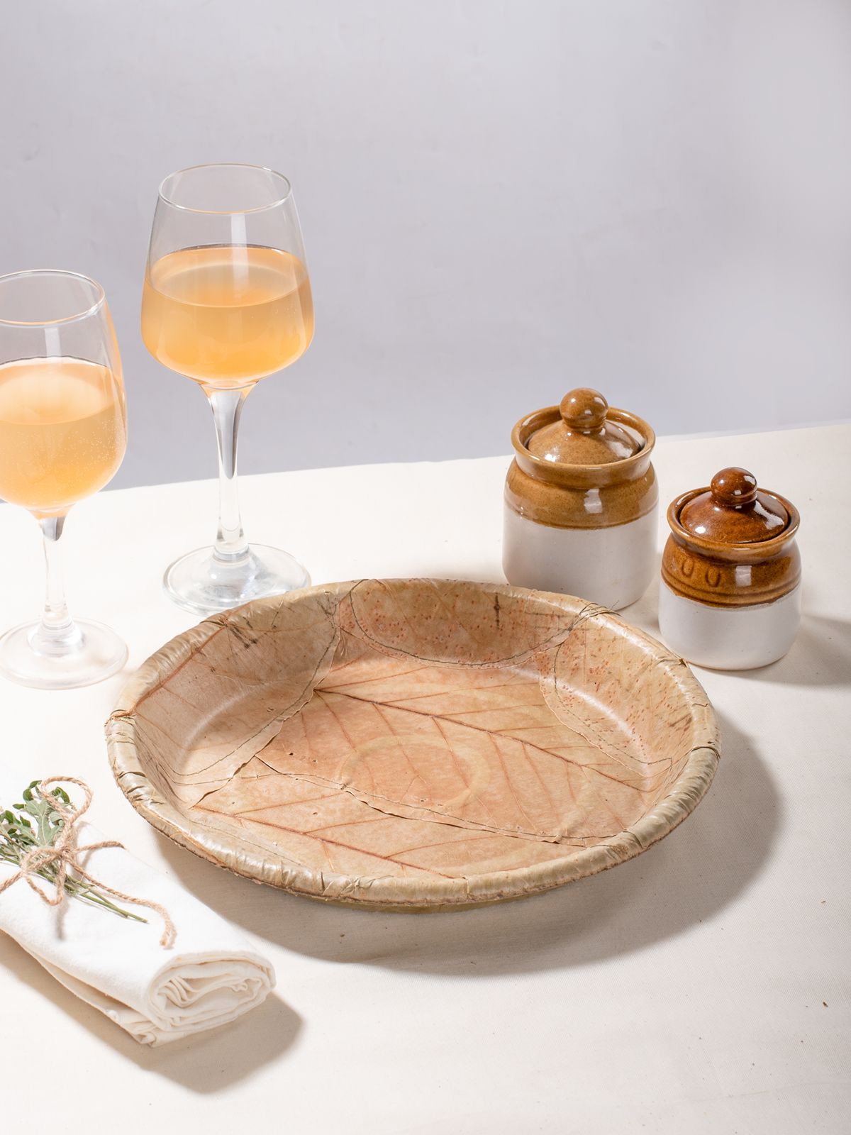Biodegradable Multilayered Sal Leaf Round Plate - 20Pcs | 12 Inches
