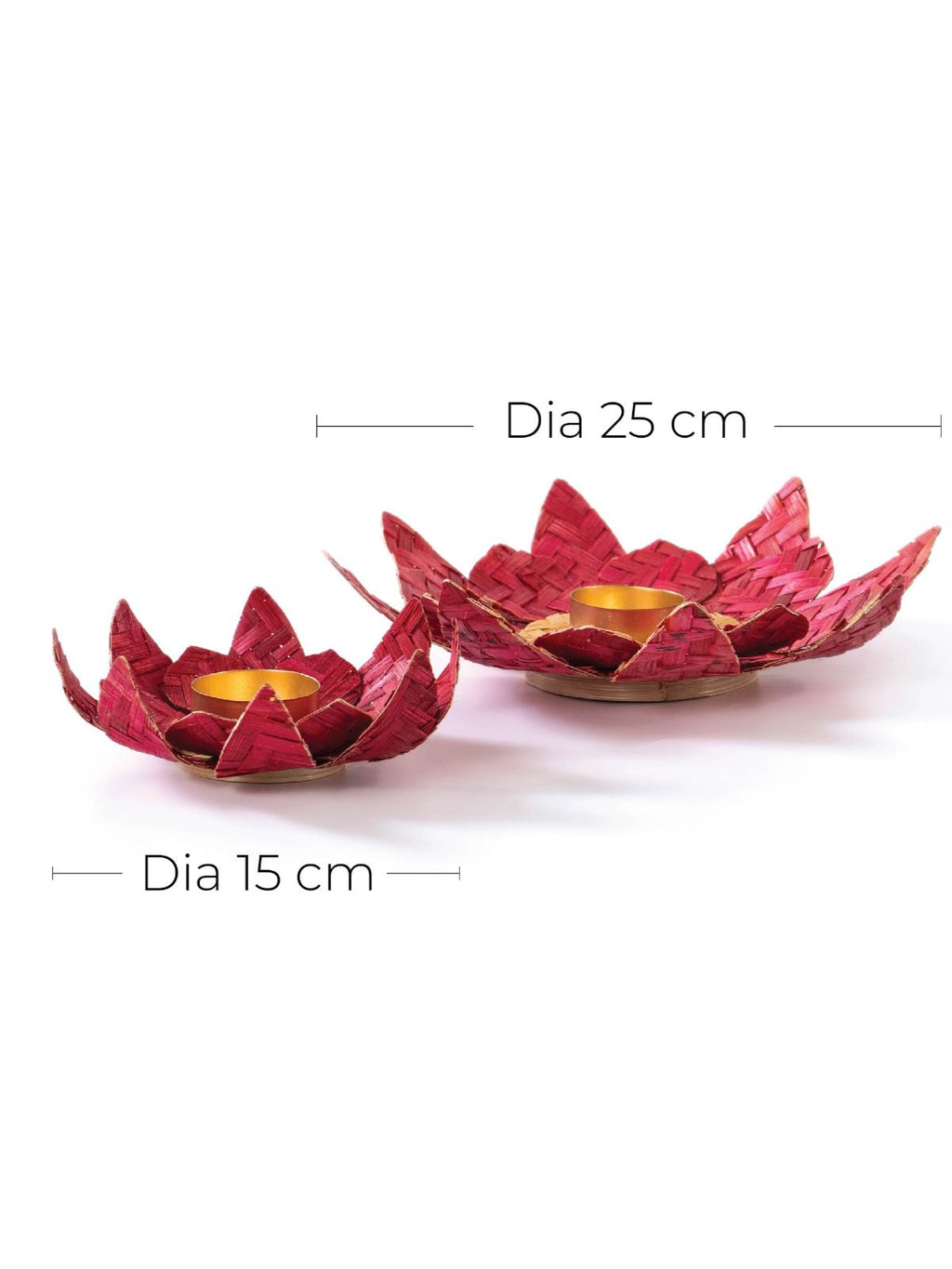Lotus Handcrafted Bamboo Tealight Holder- Set of 2