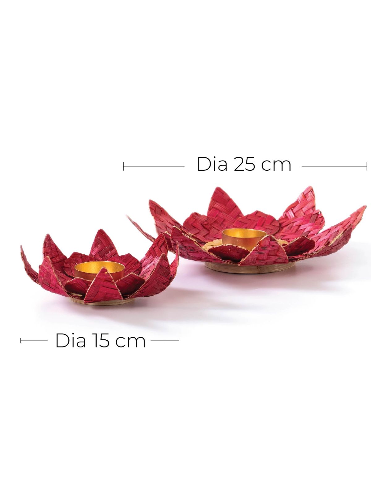 Lotus Handcrafted Bamboo Tealight Holder- Set of 2