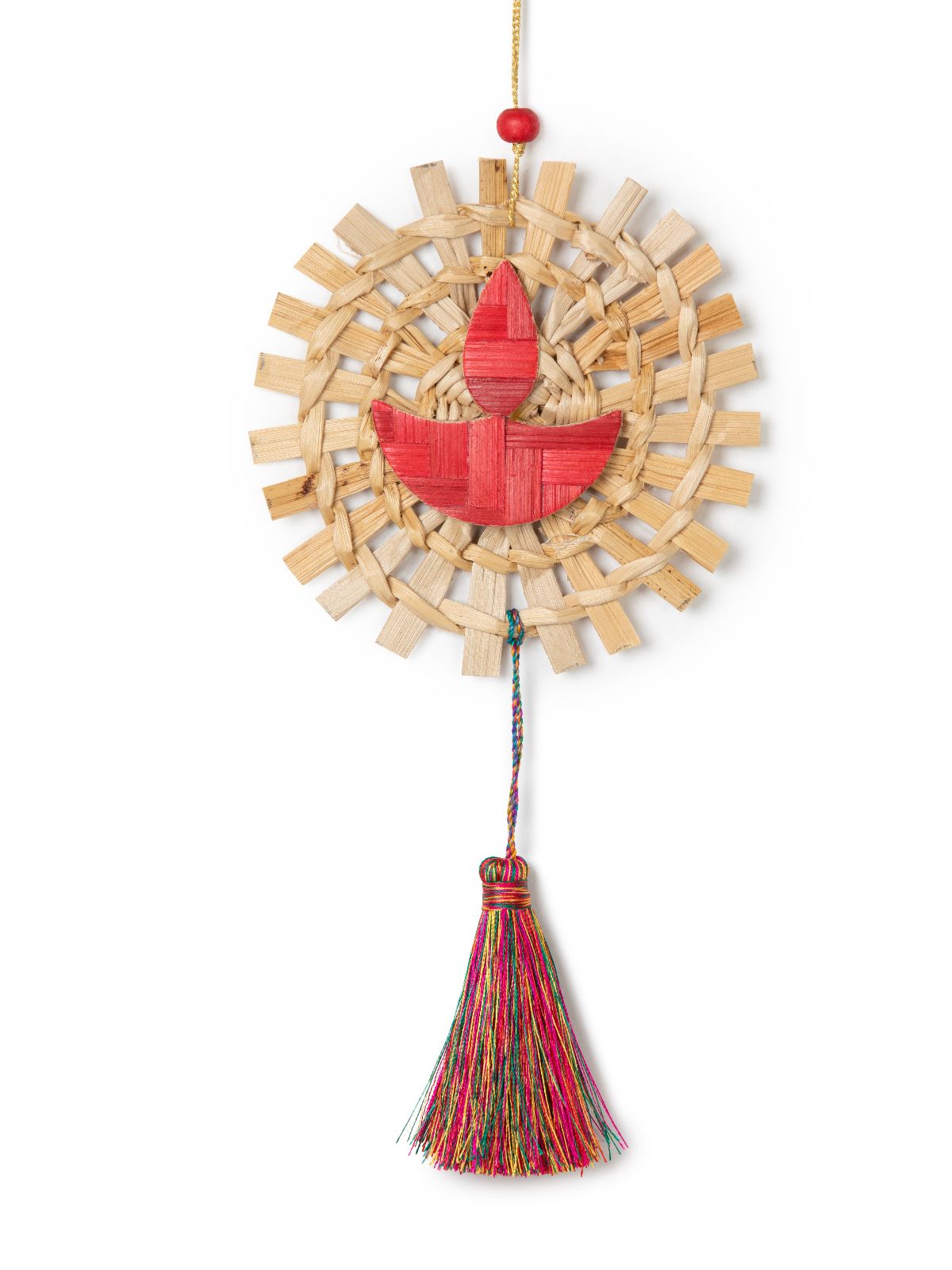 Mandala Diya Handcrafted Bamboo Hanging - Set of 2