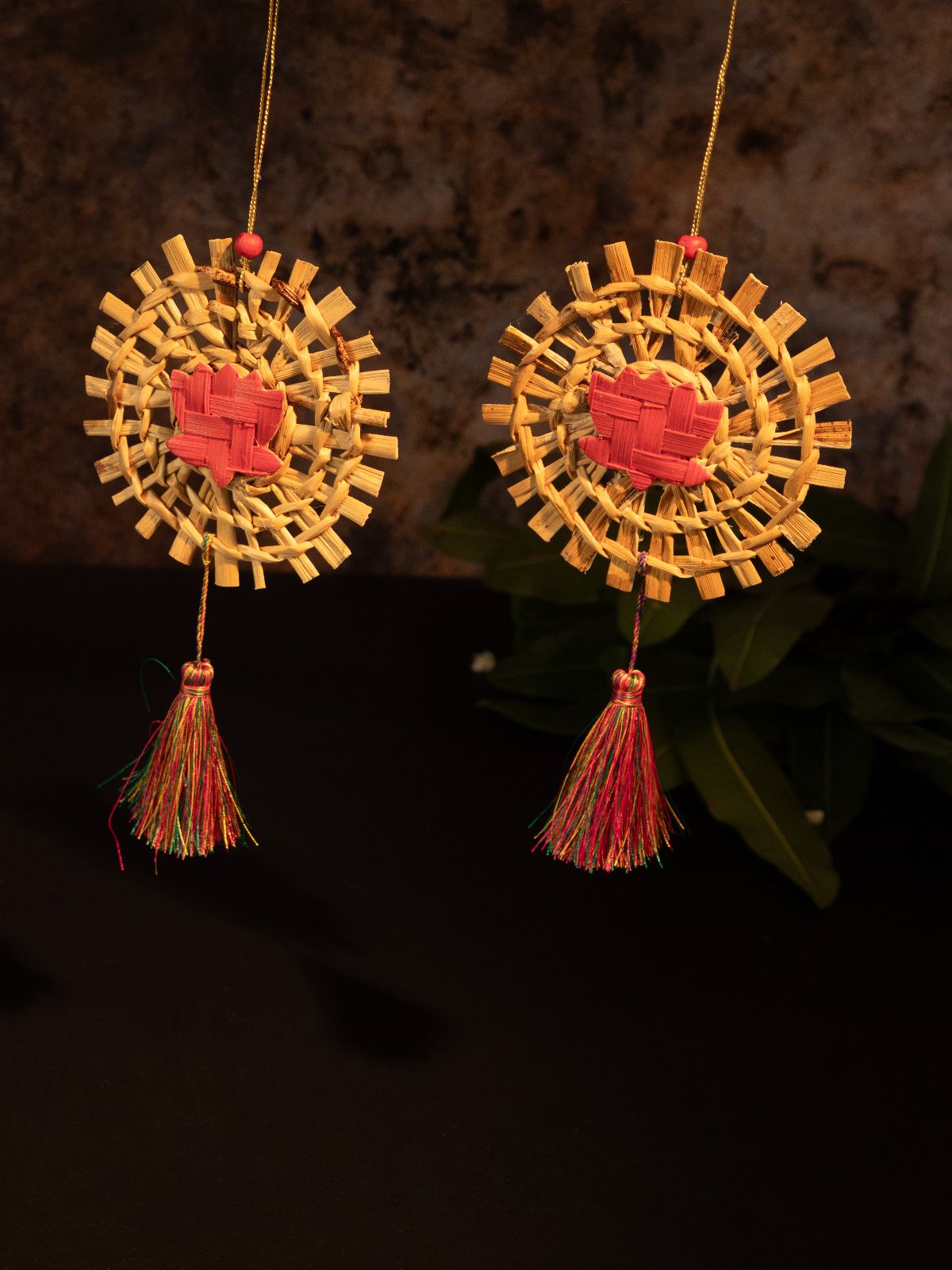Mandala Lotus Handcrafted Banana Hanging - Set of 2