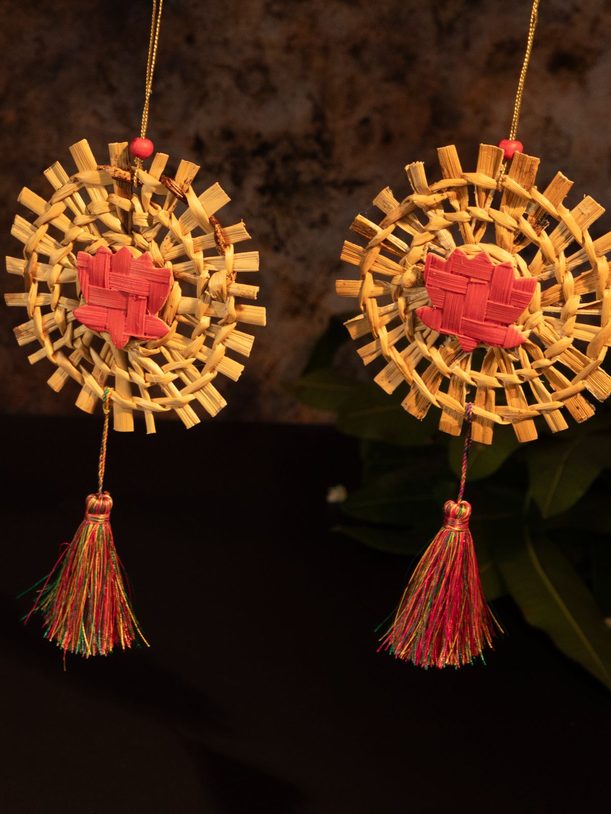 Mandala Lotus Handcrafted Banana Hanging - Set of 2