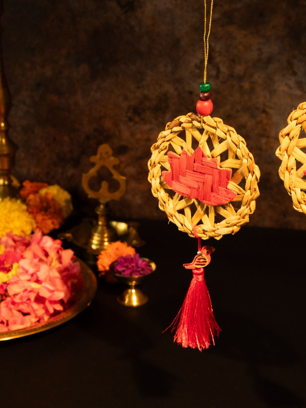 Chakra Lotus Handcrafted Banana Hanging - Set of 2