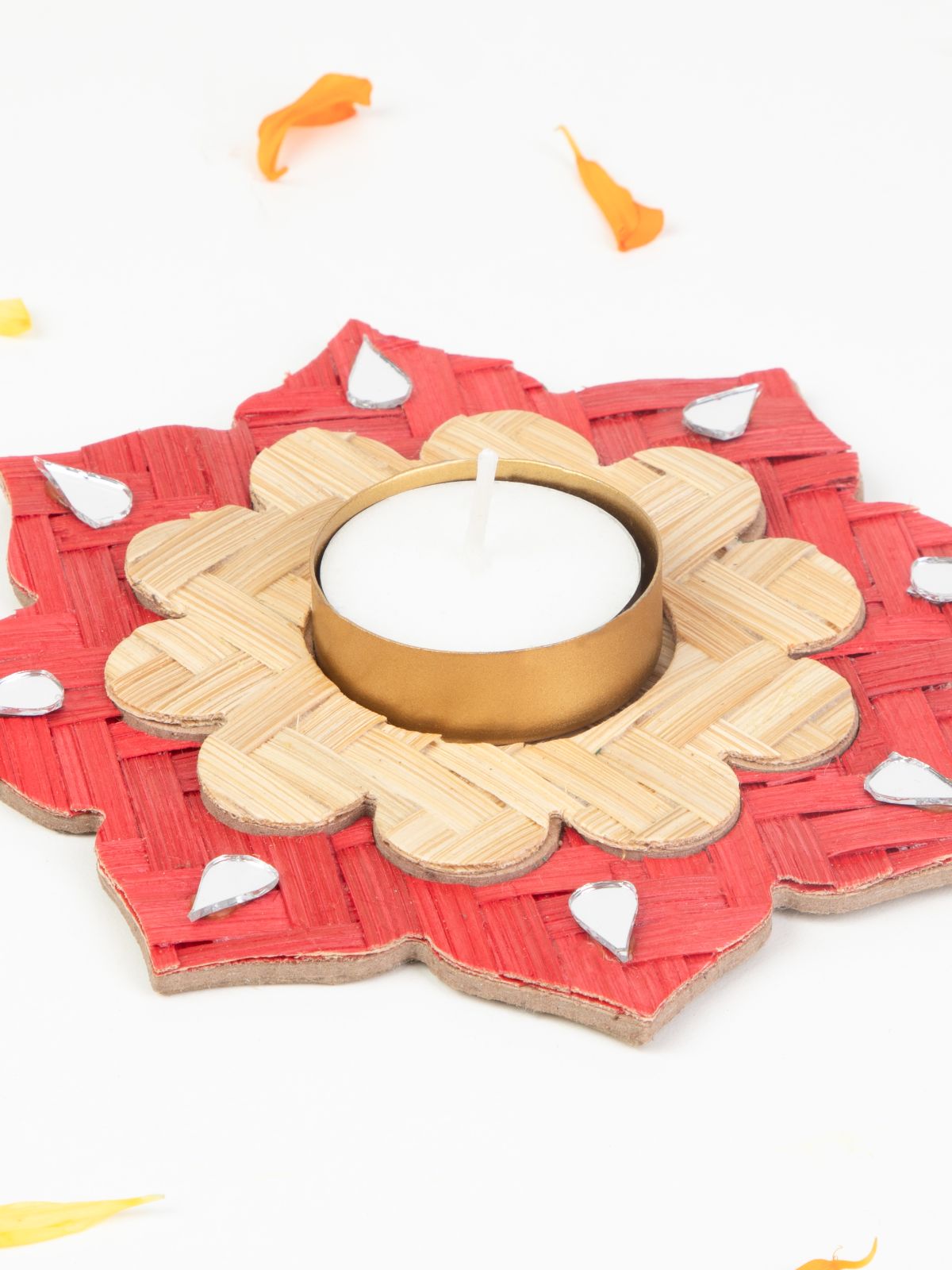 Phool Handcrafted Bamboo Rangoli Multicolor- Set of 2