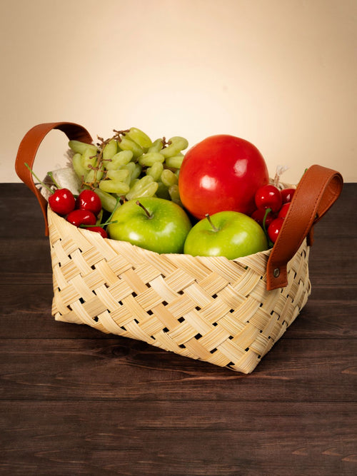 Avella Handcrafted Bamboo Basket with Handles - Large - Greenkraft