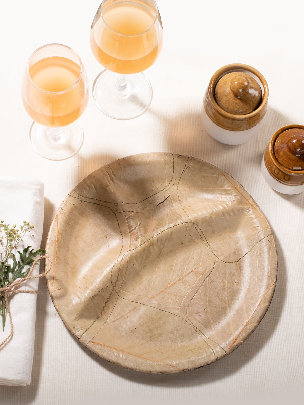 Biodegradable Multilayered Sal Leaf Round Plate - 20pcs | 8 Inches - Greenkraft