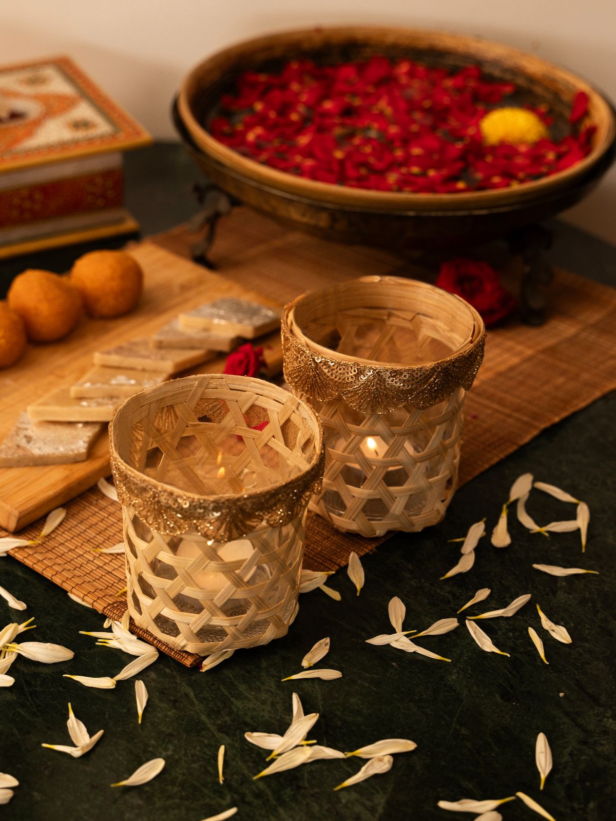 Deepam Handcrafted Bamboo Tealight - Set of 2 - Greenkraft