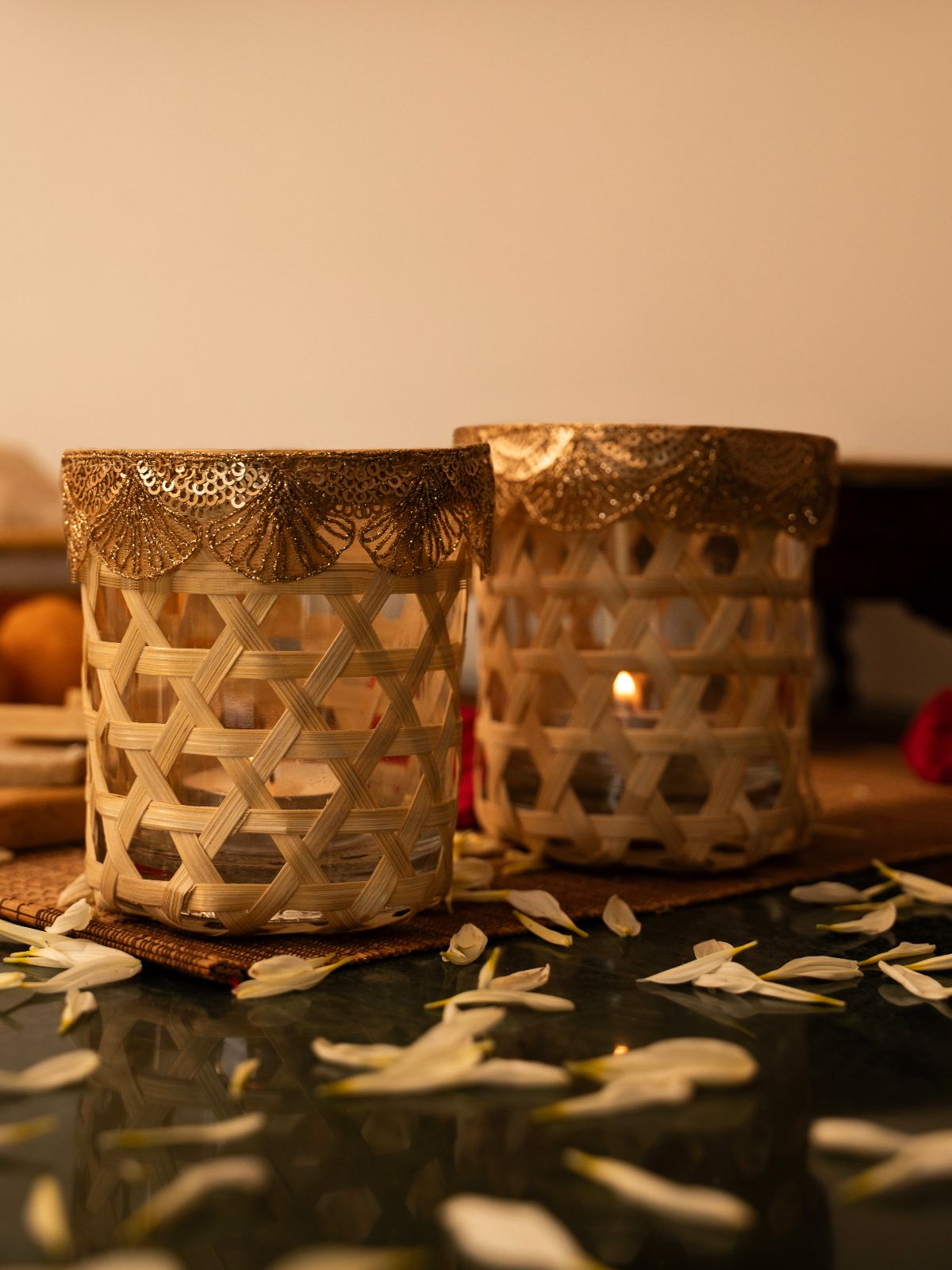 Deepam Handcrafted Bamboo Tealight - Set of 2 - Greenkraft