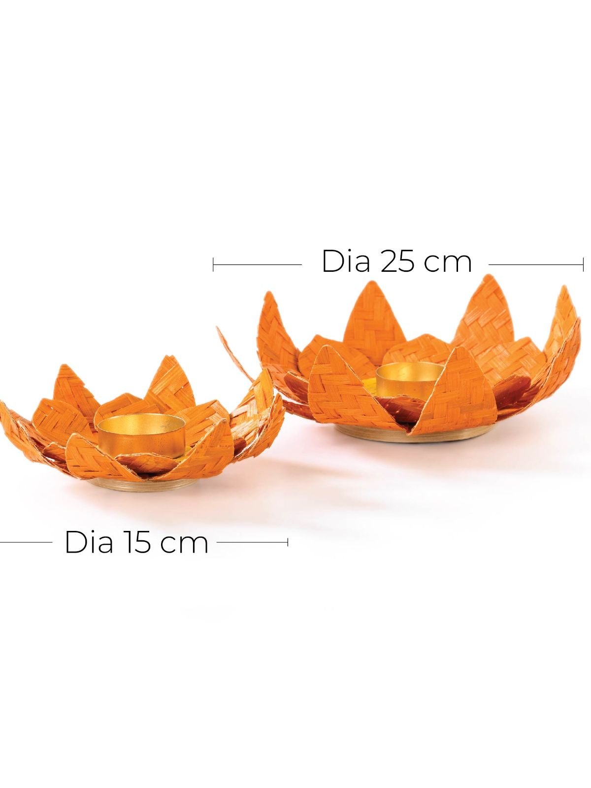 Lotus Handcrafted Bamboo Tealight Holder- Set of 2 - Greenkraft