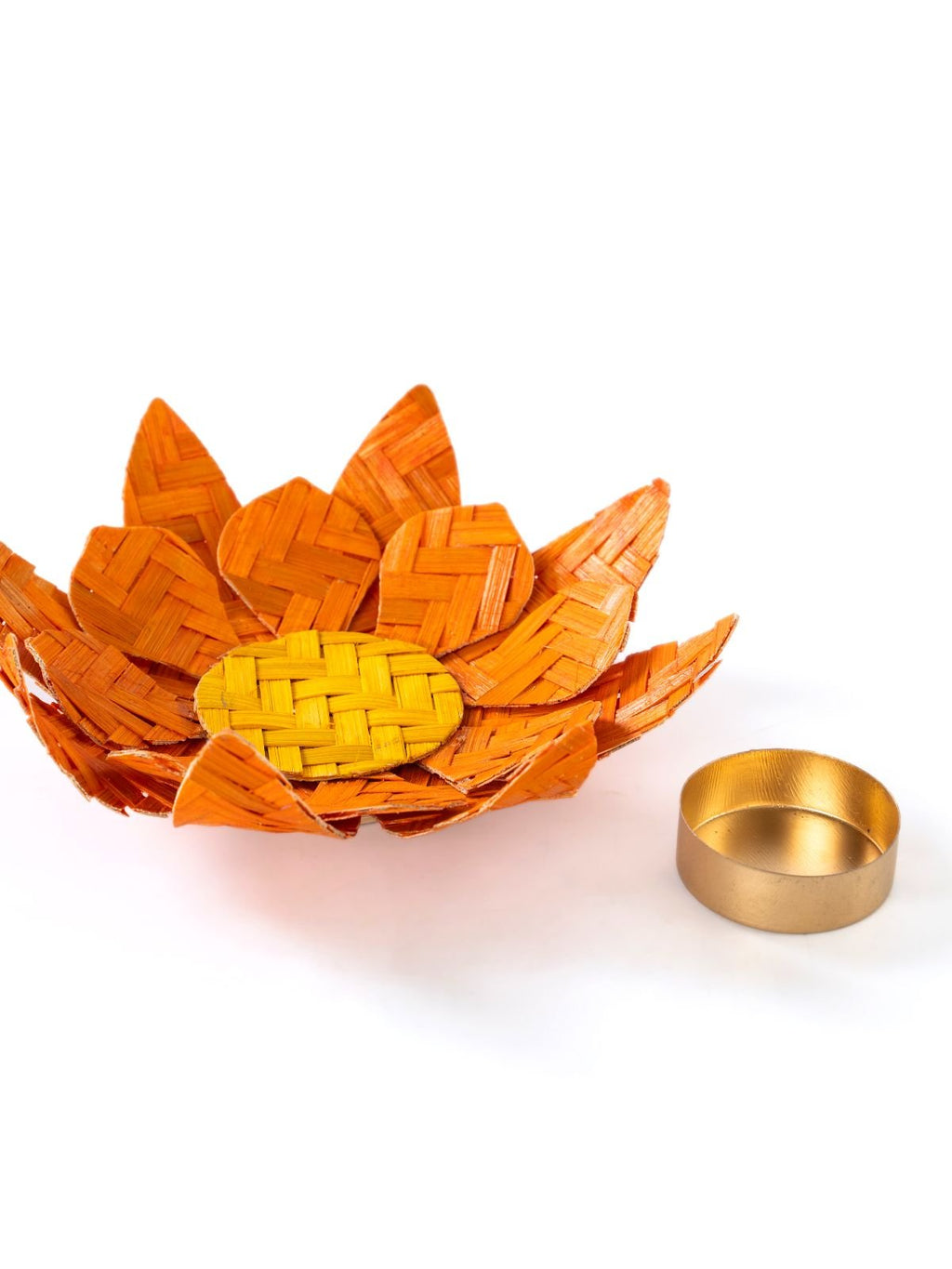 Lotus Handcrafted Bamboo Tealight Holder- Set of 2 - Greenkraft