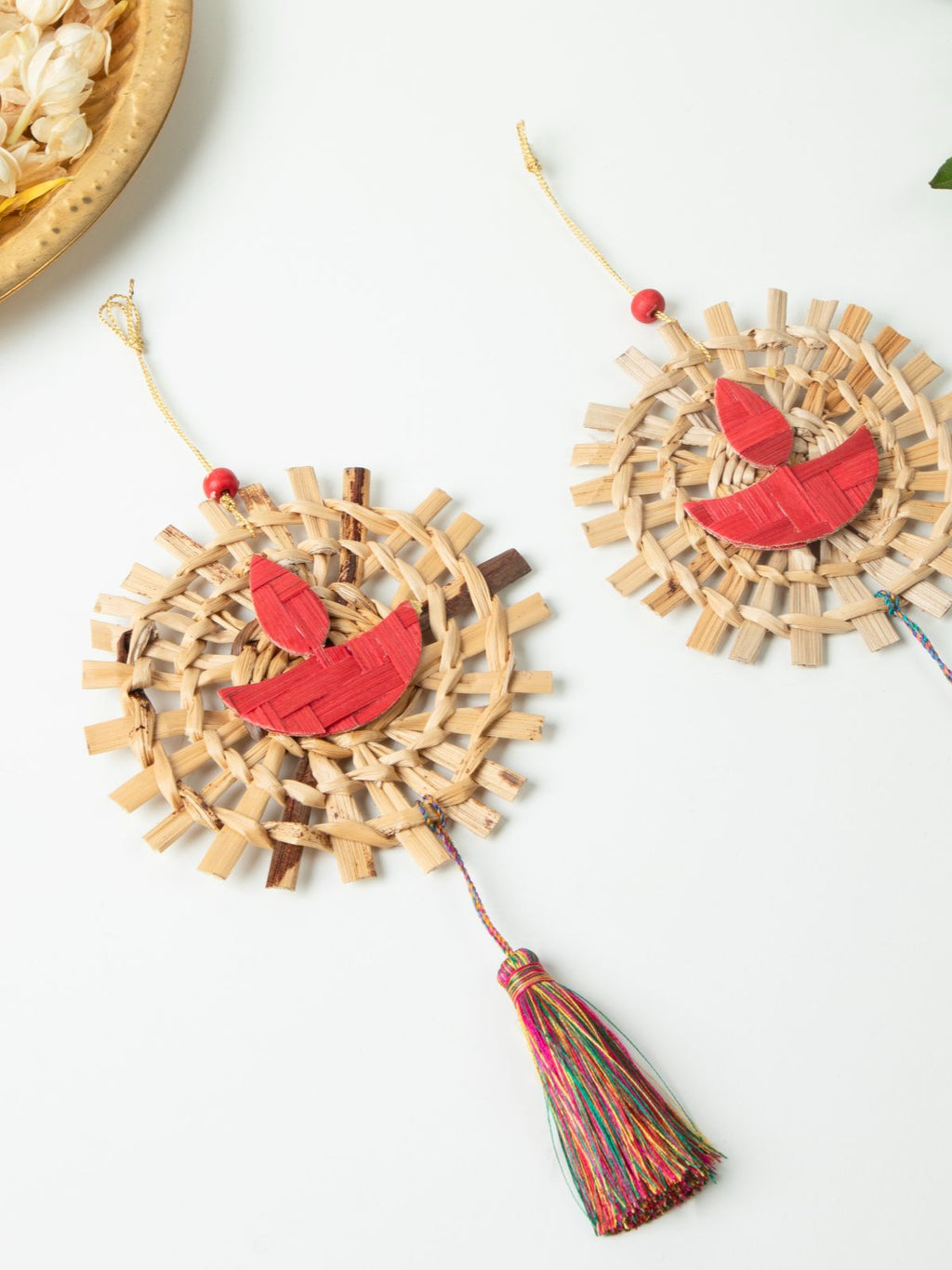 Mandala Diya Handcrafted Bamboo Hanging - Set of 2 - Greenkraft