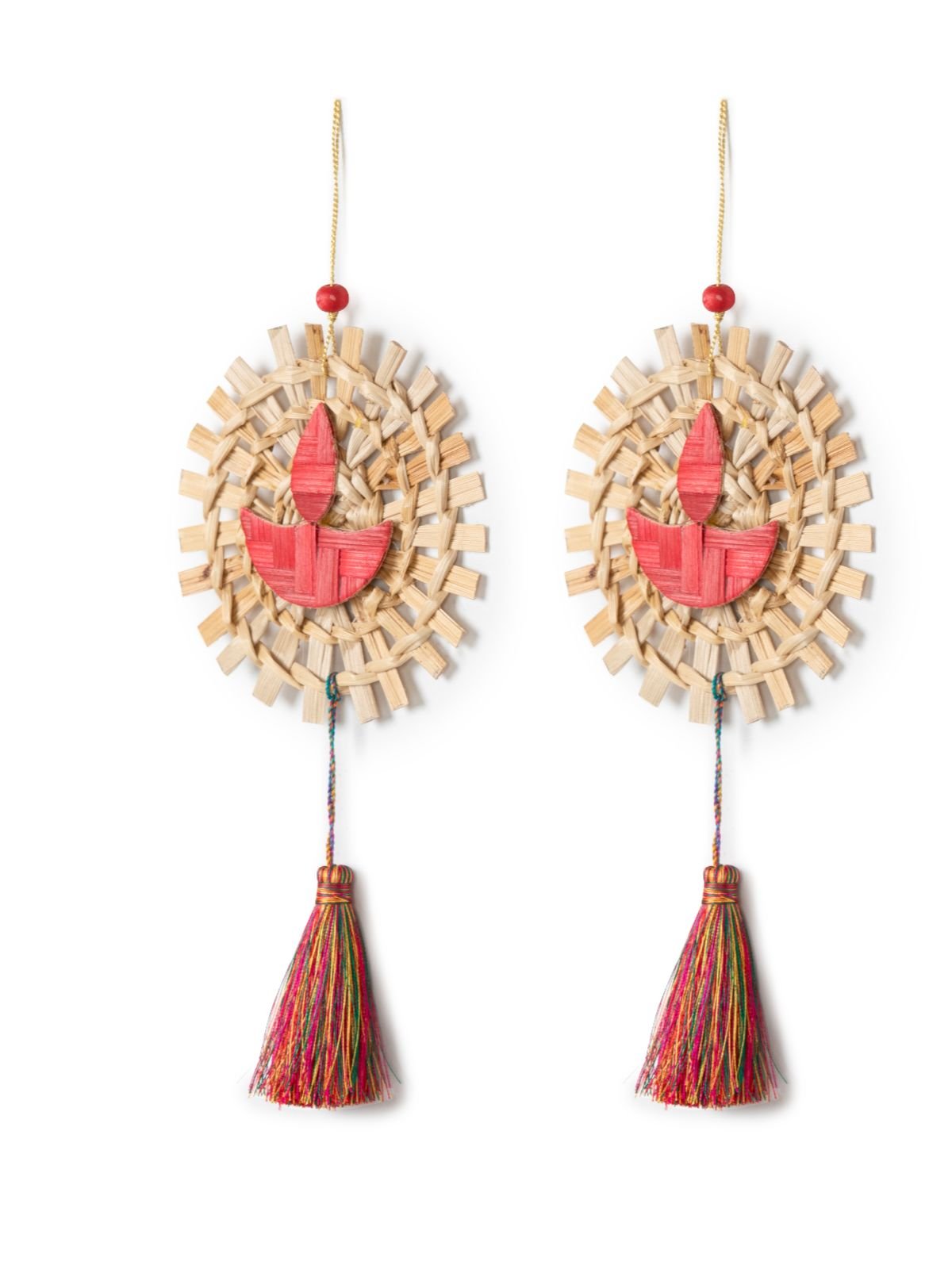 Mandala Diya Handcrafted Bamboo Hanging - Set of 2 - Greenkraft