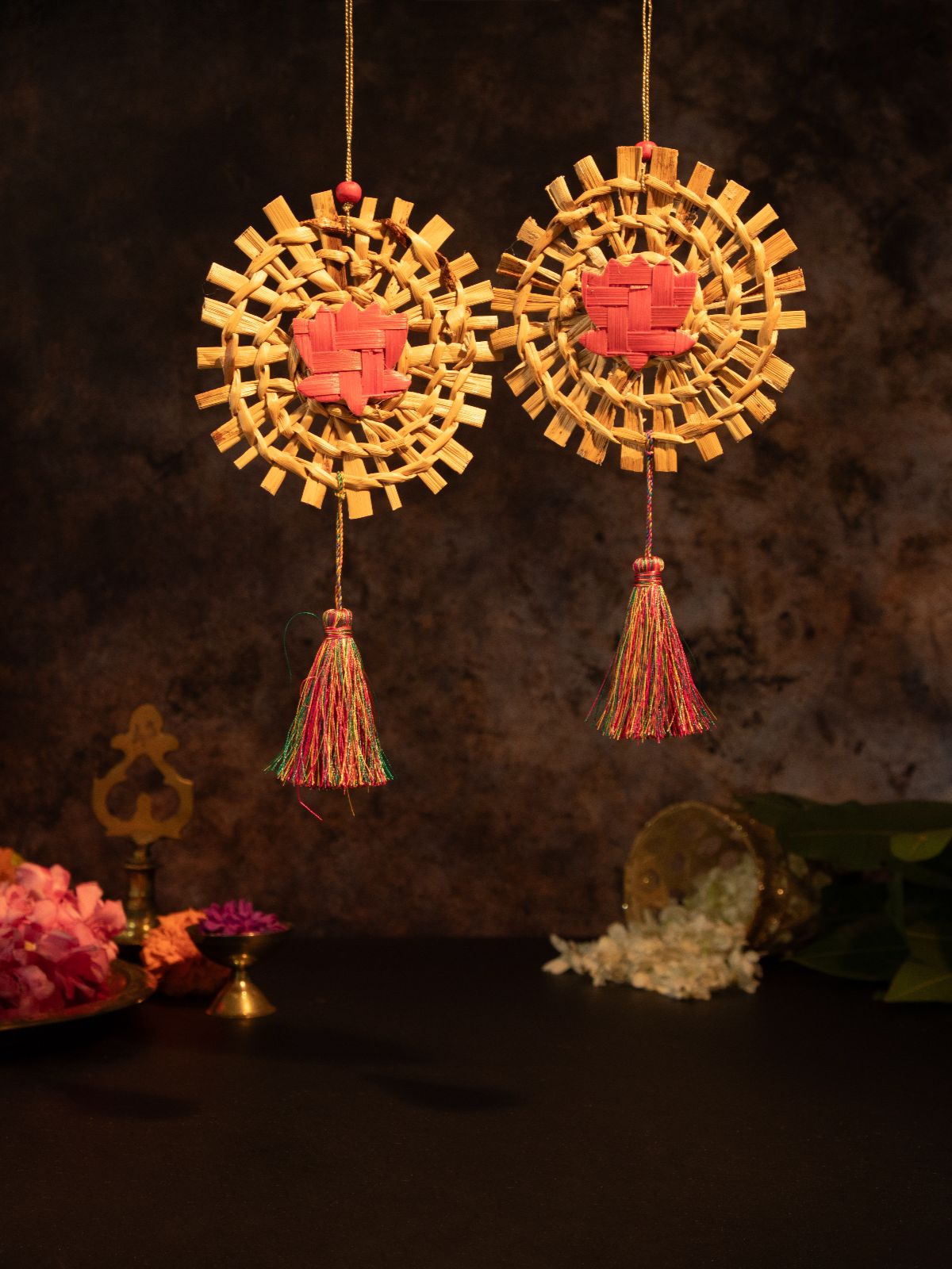 Mandala Lotus Handcrafted Banana Hanging - Set of 2 - Greenkraft