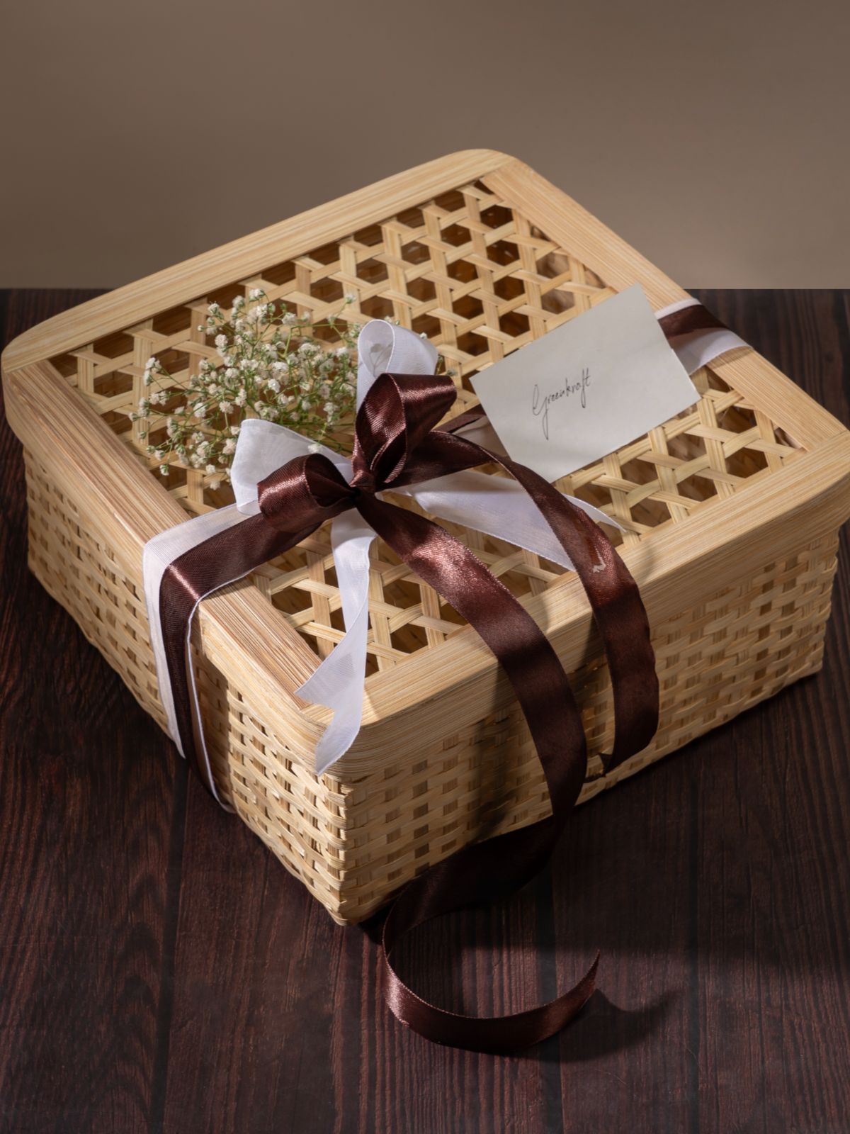 Mira Handcrafted Bamboo Square Box - Medium - Greenkraft