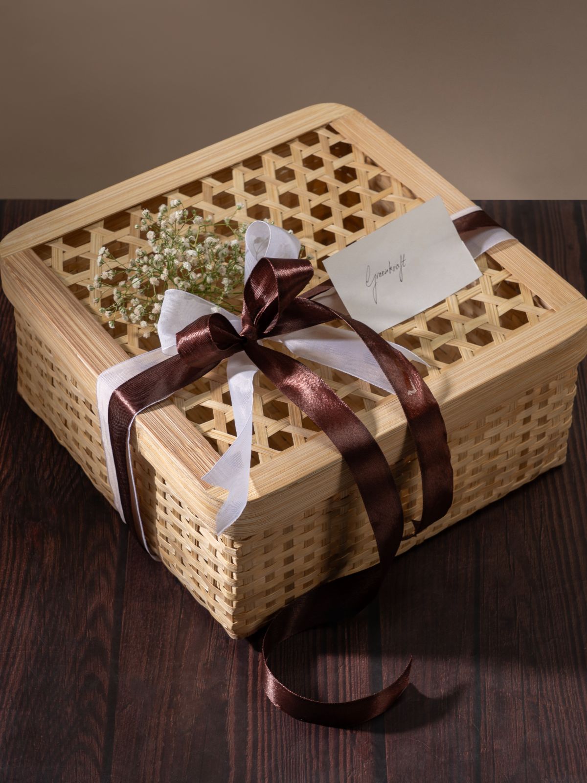 Mira Handcrafted Bamboo Square Box - Small - Greenkraft