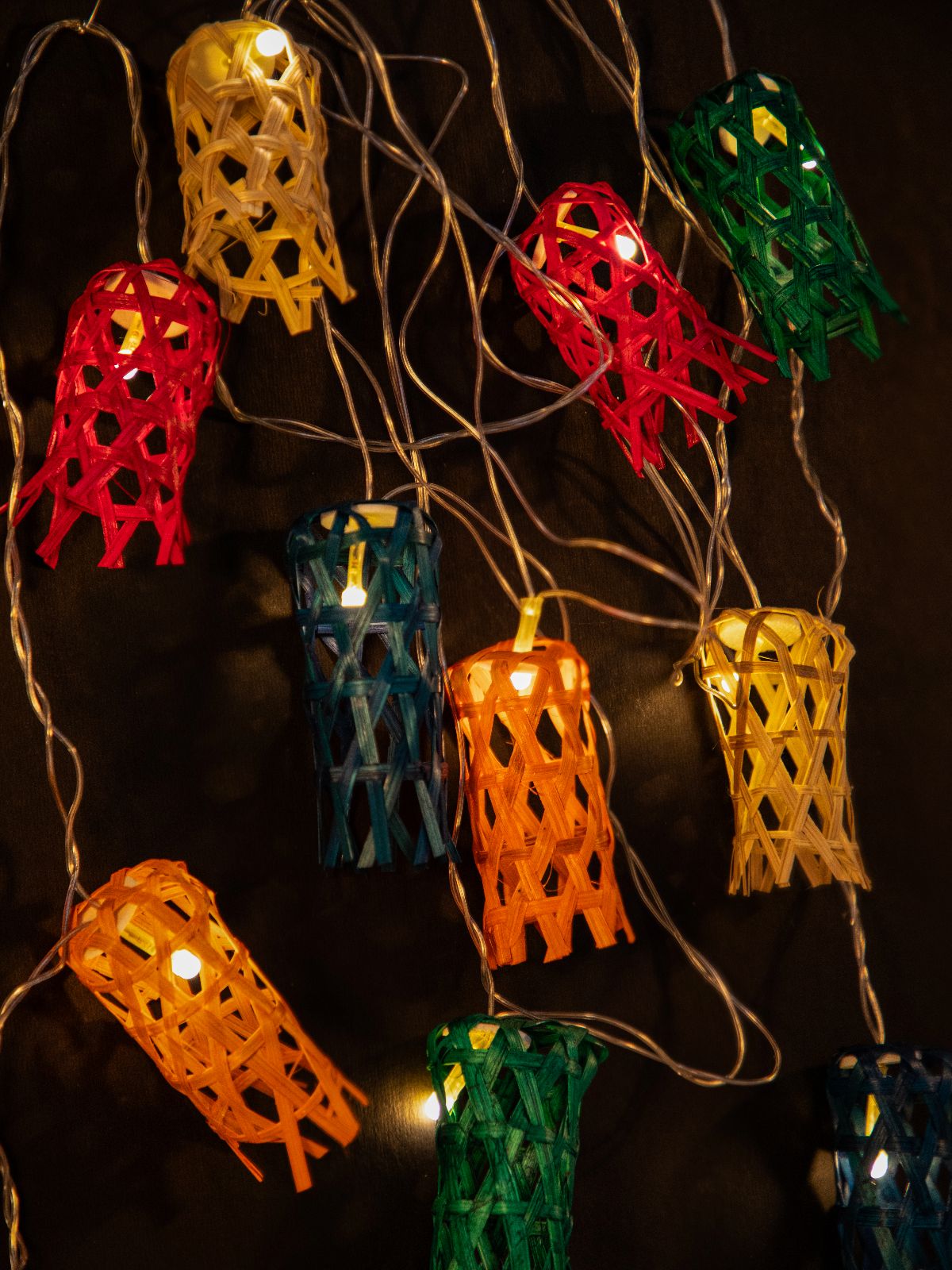 Multicoloured Bell Handcrafted bamboo String Light - Greenkraft