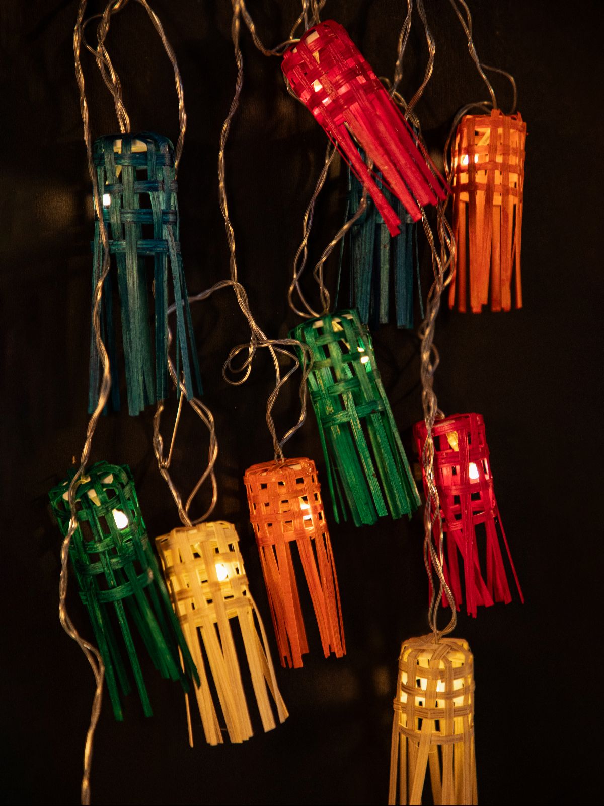 Multicoloured Frill Handcrafted bamboo String Light - Greenkraft