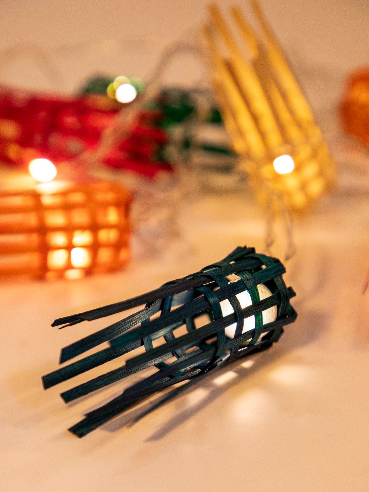 Multicoloured Frill Handcrafted bamboo String Light - Greenkraft