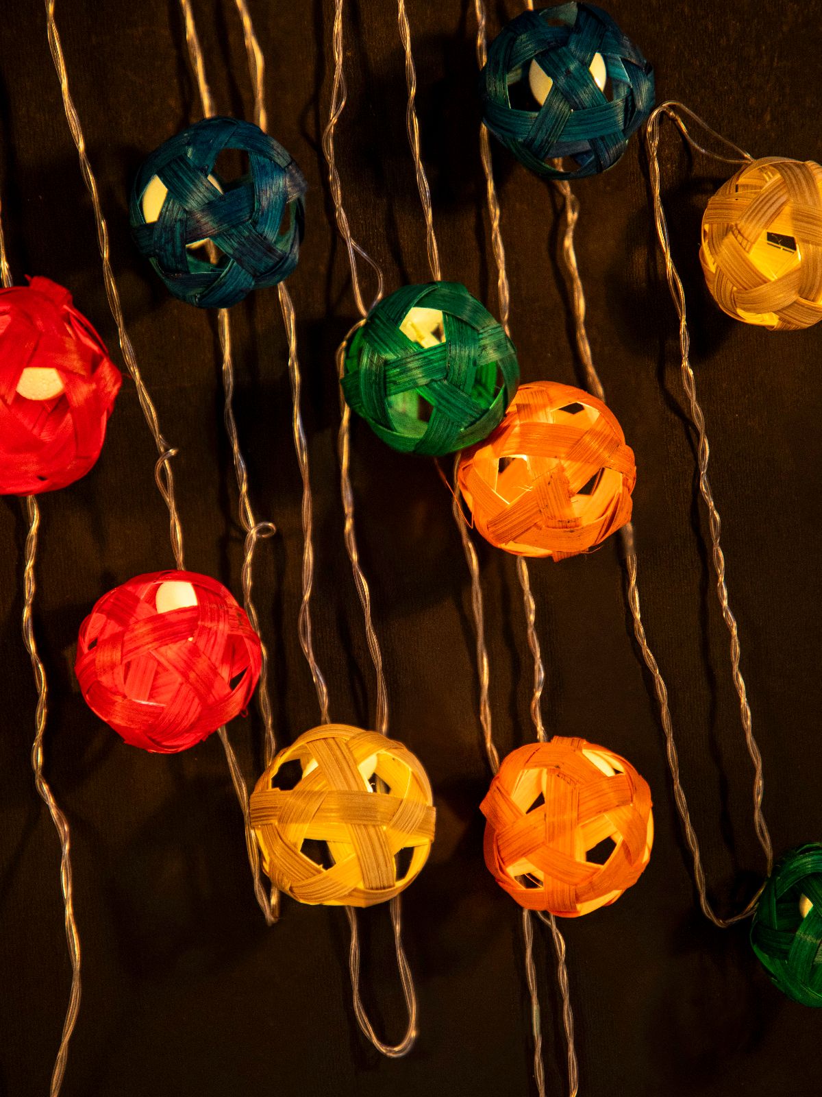Multicoloured Star Full Moon Handcrafted bamboo String Light - Greenkraft